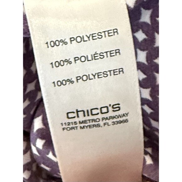 Chico's 3XL Purple Dot Print Blouse Button Down Long Sleeve Minimalist Fall Chic - Picture 8 of 13